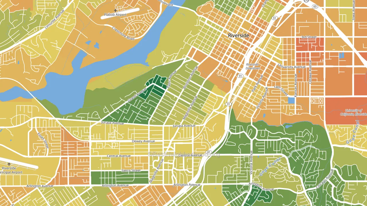 Wood Streets, Riverside, CA block-group voter-turnout map