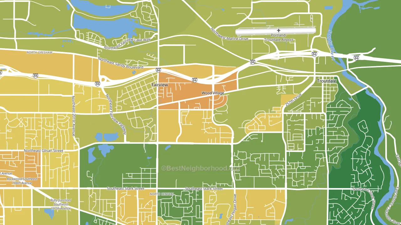 Wood Village, OR block-group voter-turnout map