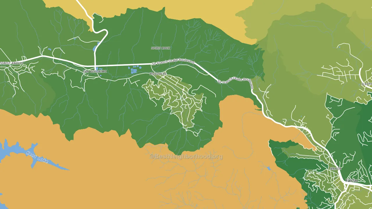 Woodacre, CA block-group voter-turnout map