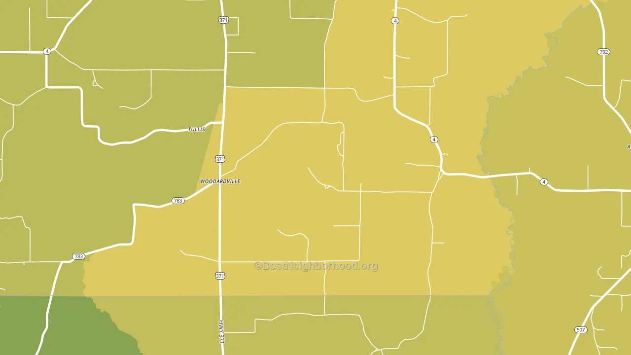 Woodardville, LA block-group voter-turnout map