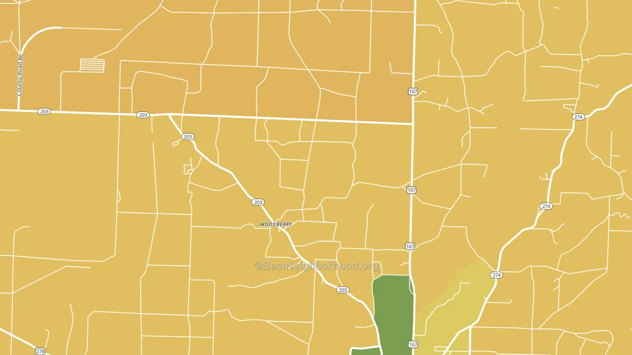 Woodberry, AR block-group voter-turnout map