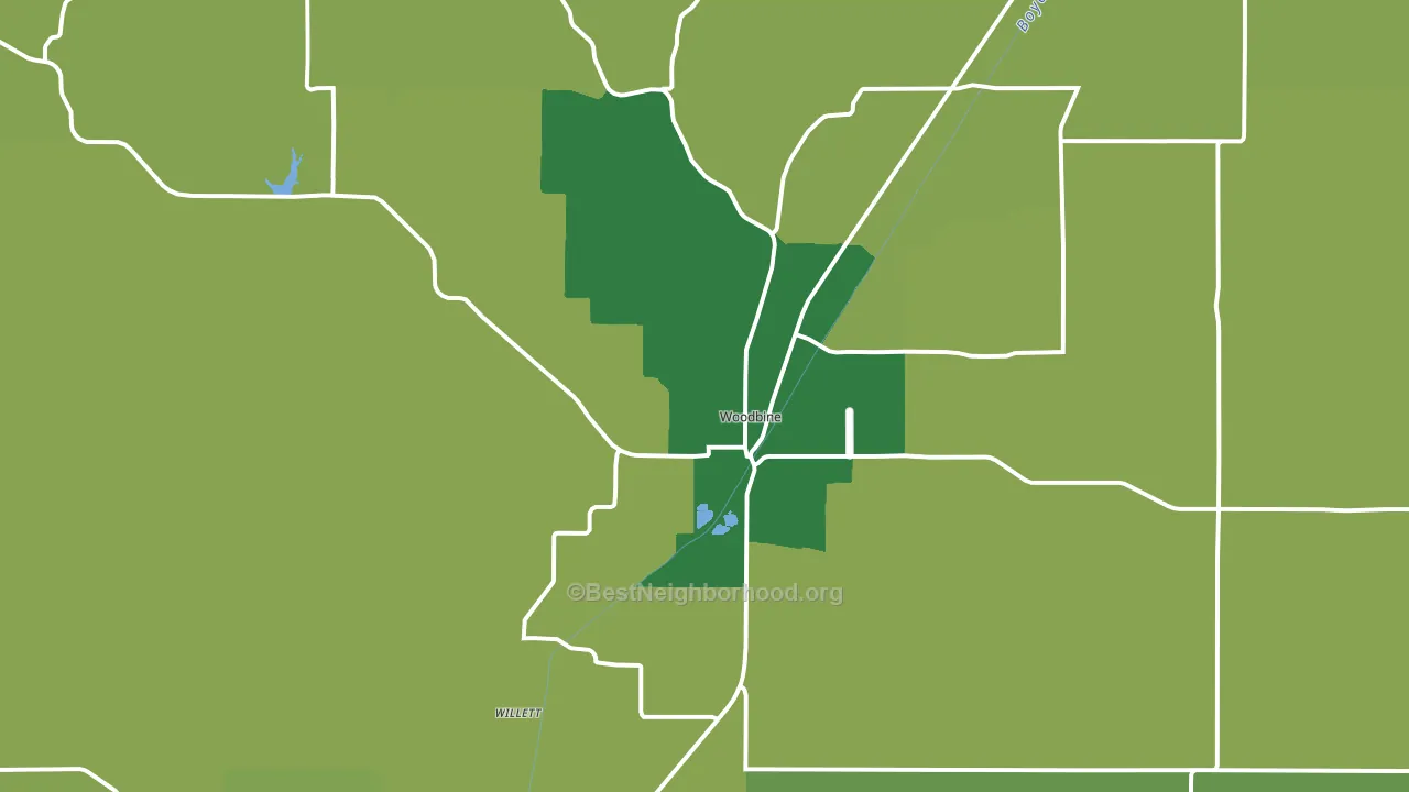 Woodbine, IA block-group voter-turnout map