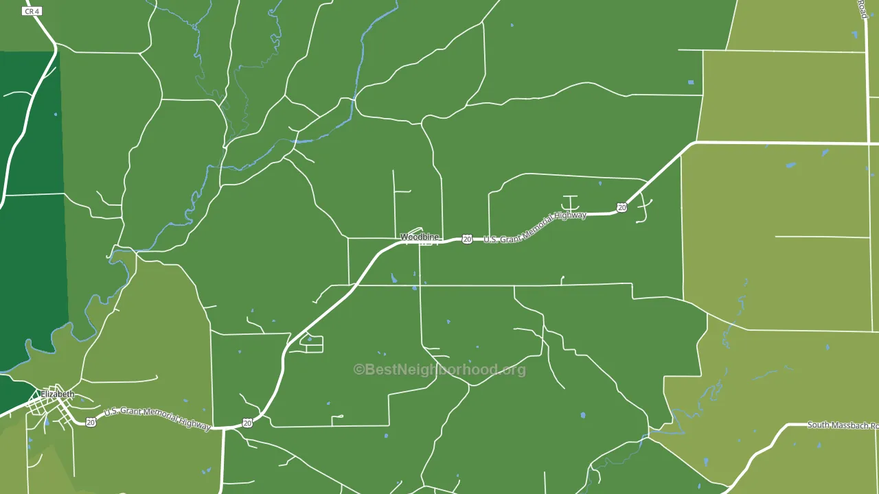 Woodbine, IL block-group voter-turnout map