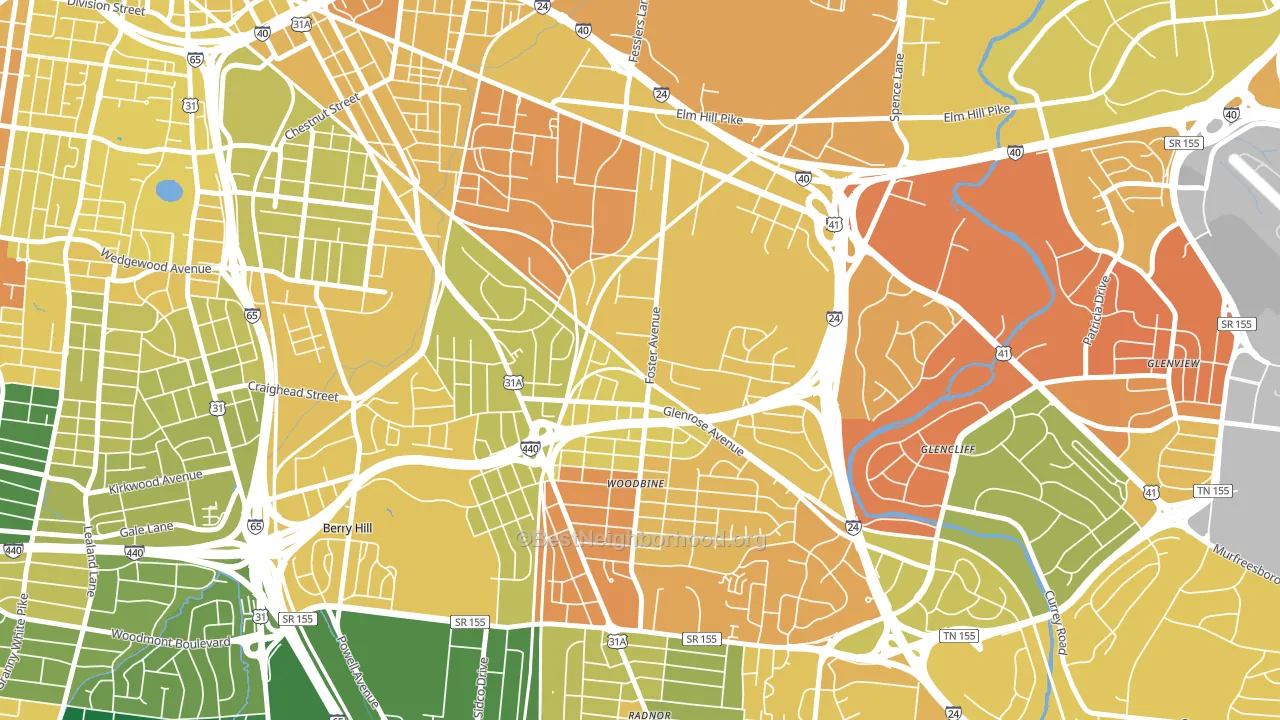 Woodbine, Nashville, TN block-group voter-turnout map