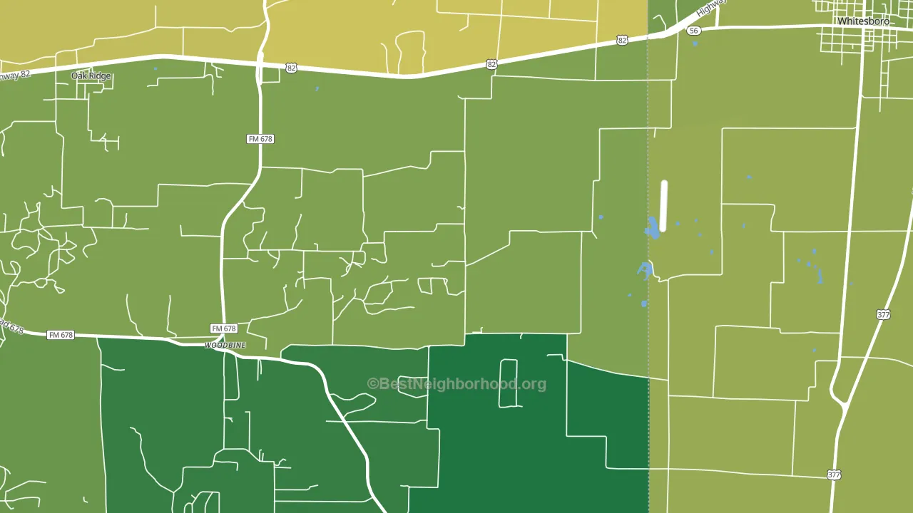 Woodbine, TX block-group voter-turnout map
