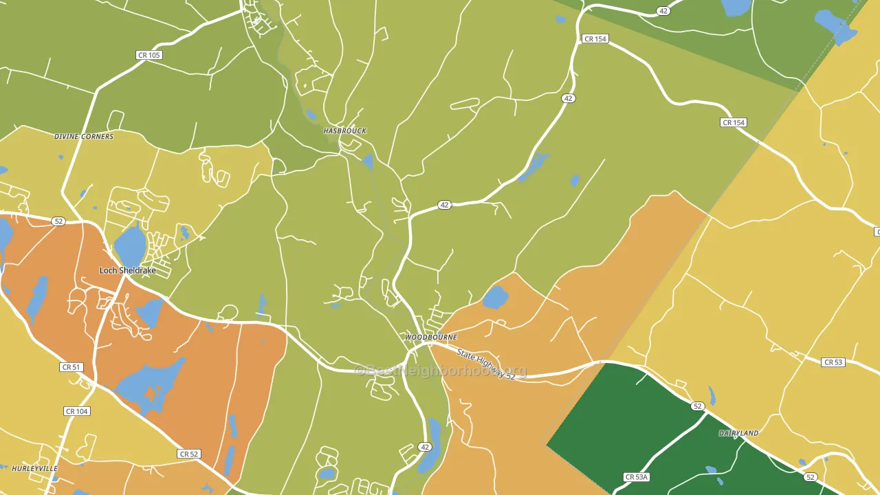 Woodbourne, NY block-group voter-turnout map