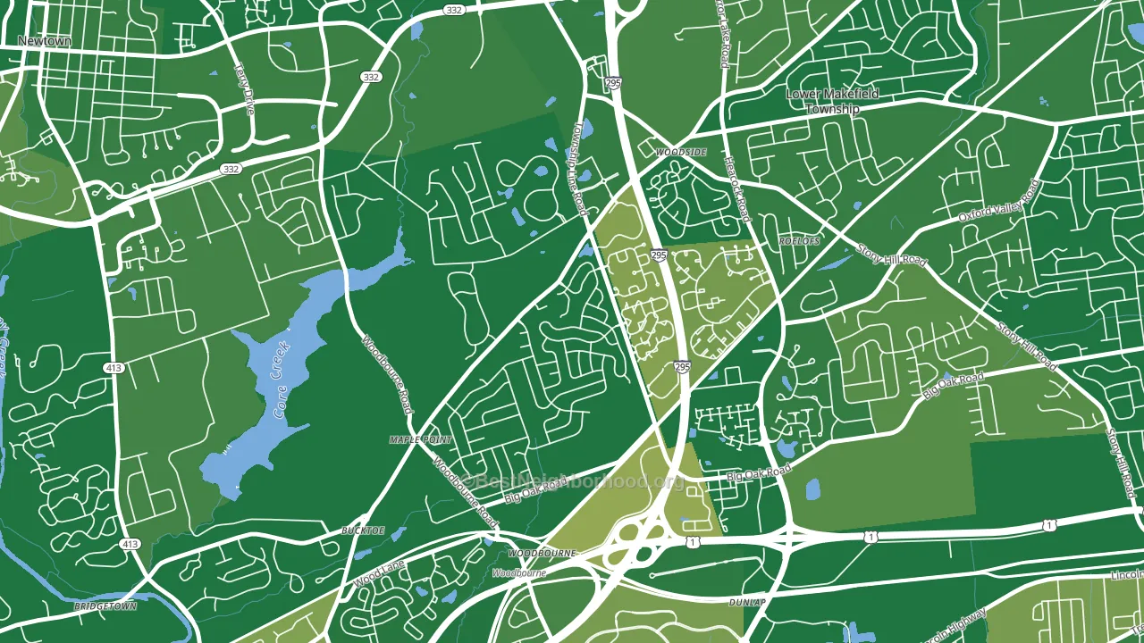Woodbourne, PA block-group voter-turnout map