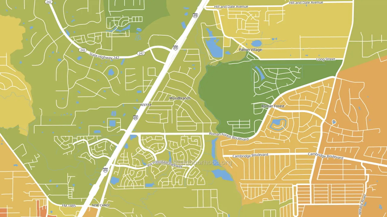 Woodbranch, TX block-group voter-turnout map