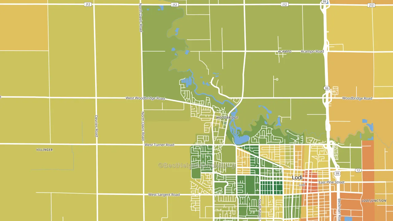 Woodbridge, CA block-group voter-turnout map