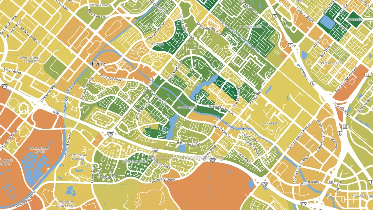 Woodbridge, Irvine, CA block-group voter-turnout map