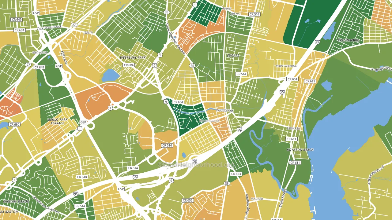 Woodbridge, NJ block-group voter-turnout map