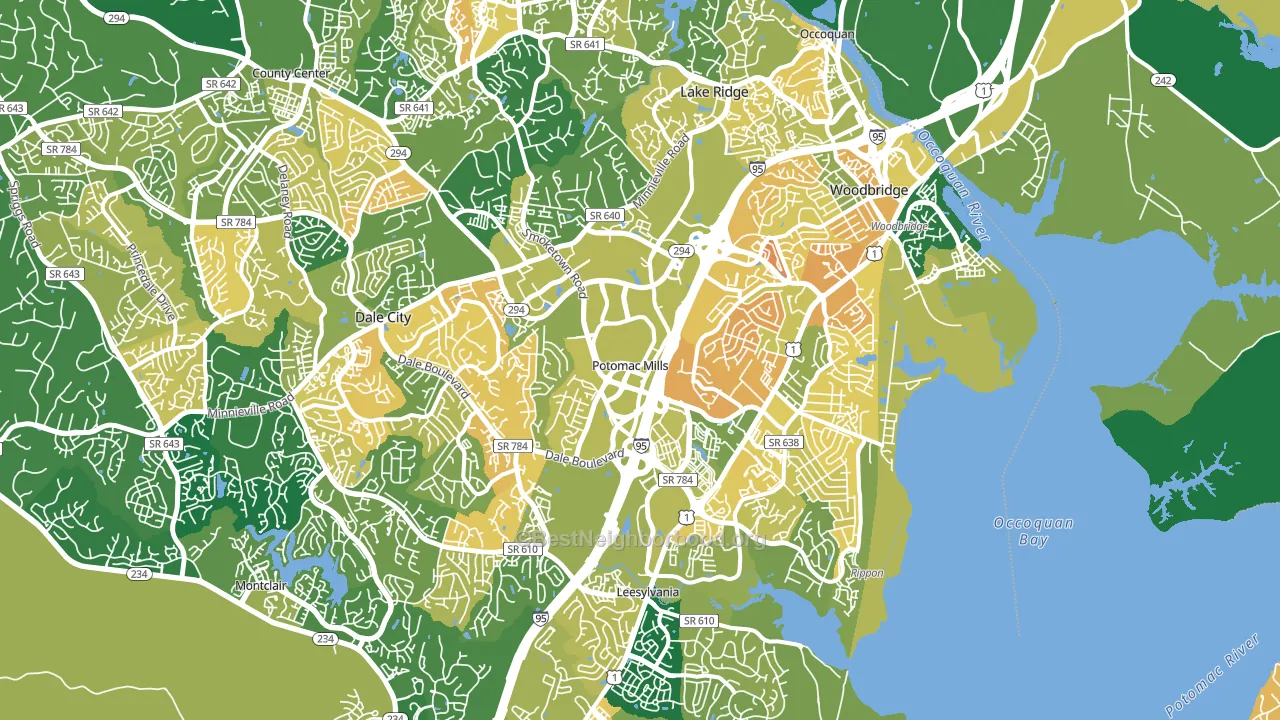 Woodbridge, VA block-group voter-turnout map