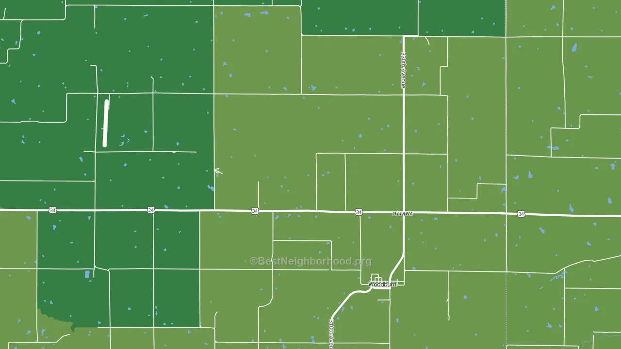 Woodburn, IA block-group voter-turnout map