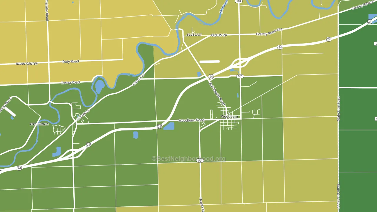 Woodburn, IN block-group voter-turnout map