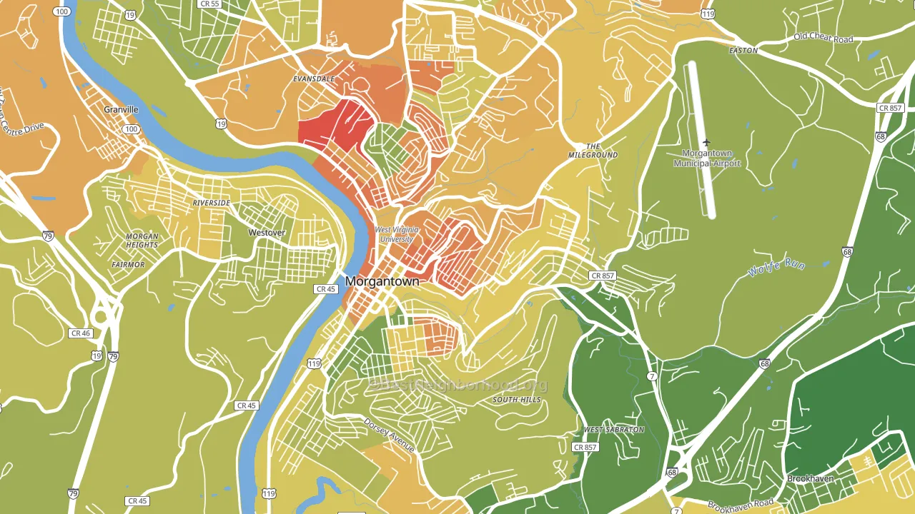 Woodburn, Morgantown, WV block-group voter-turnout map