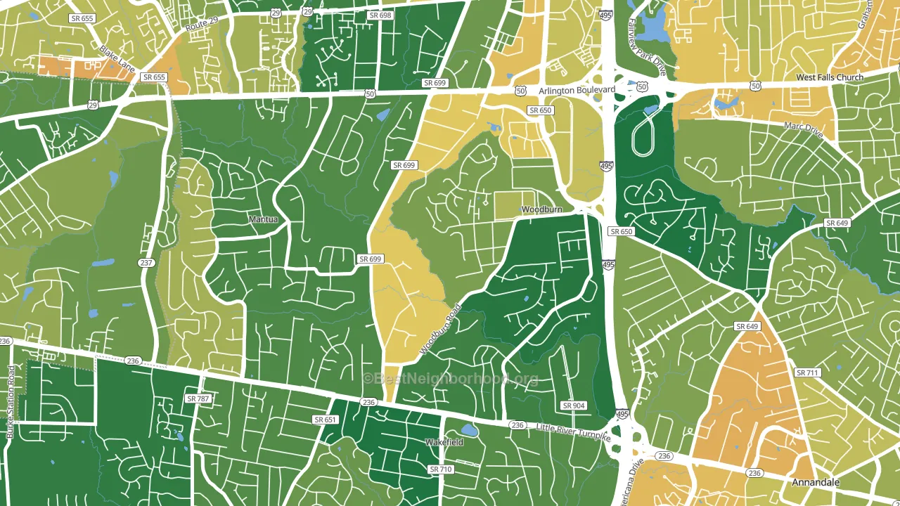 Woodburn, VA block-group voter-turnout map