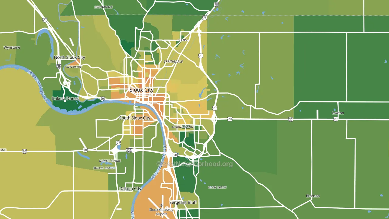 Woodbury County, IA block-group voter-turnout map