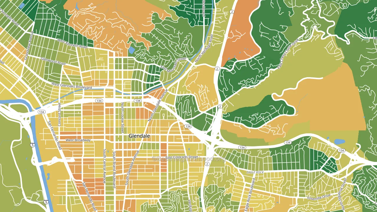 Woodbury-Glendale, Glendale, CA block-group voter-turnout map