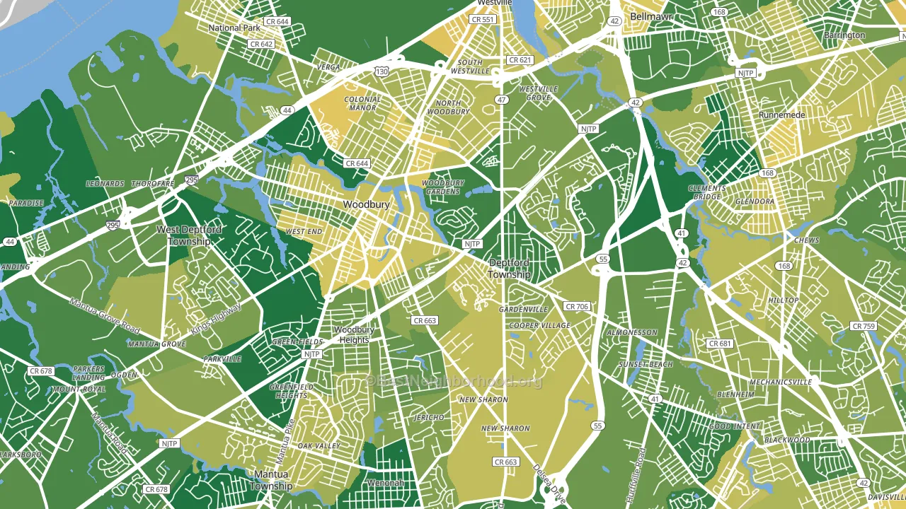 Woodbury, NJ block-group voter-turnout map