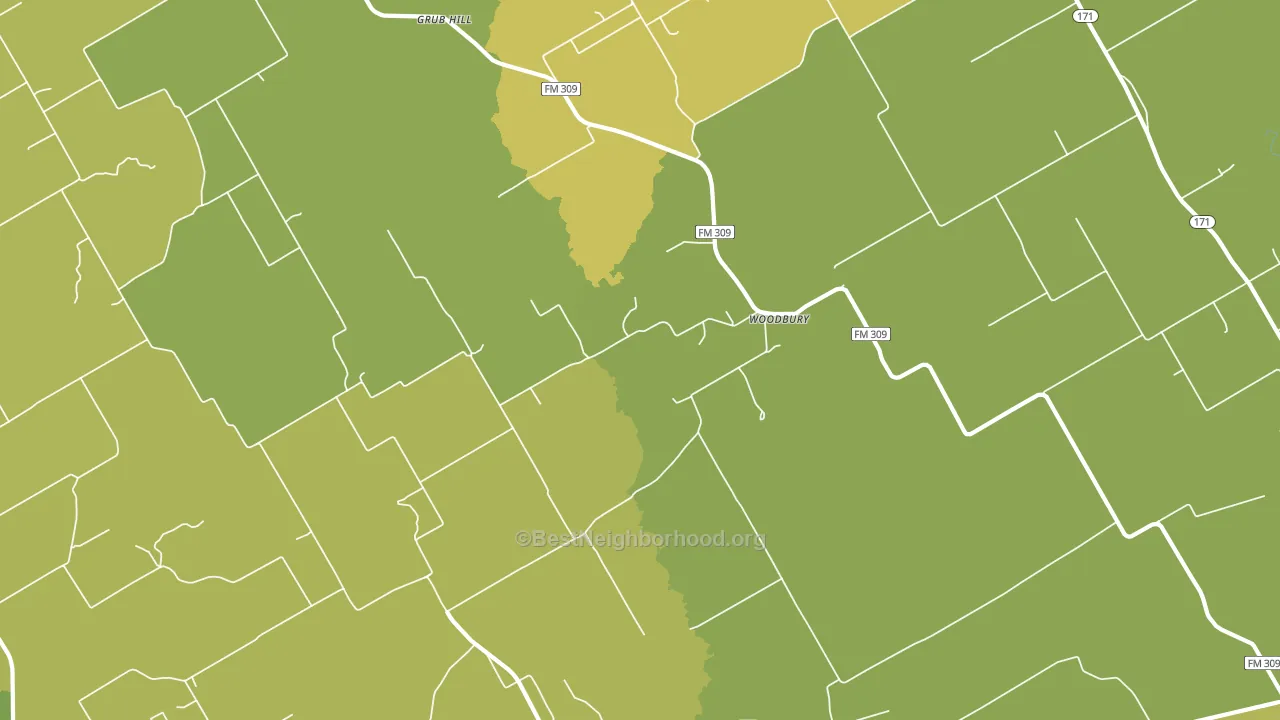 Woodbury, TX block-group voter-turnout map