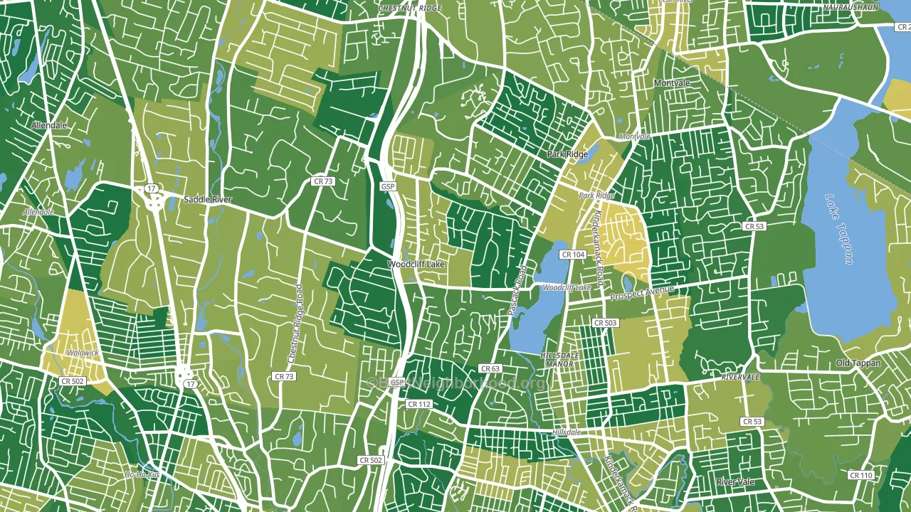 Woodcliff Lake, NJ block-group voter-turnout map