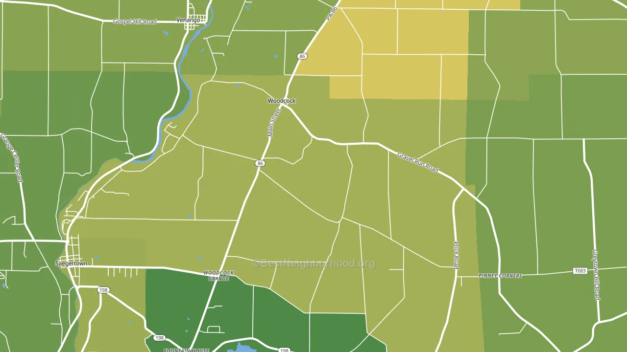 Woodcock, PA block-group voter-turnout map