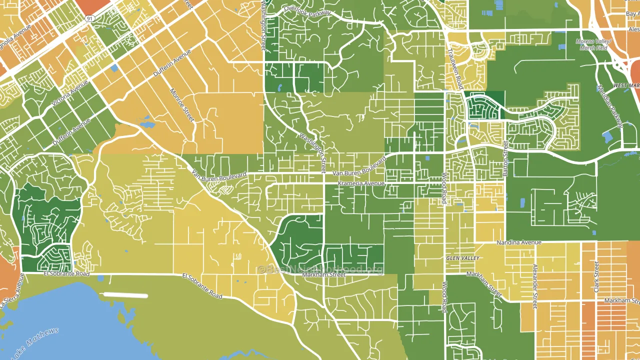 Woodcrest, CA block-group voter-turnout map