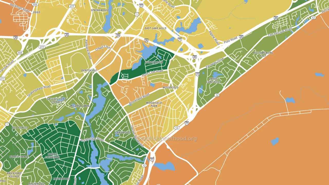 Woodfield, SC block-group voter-turnout map