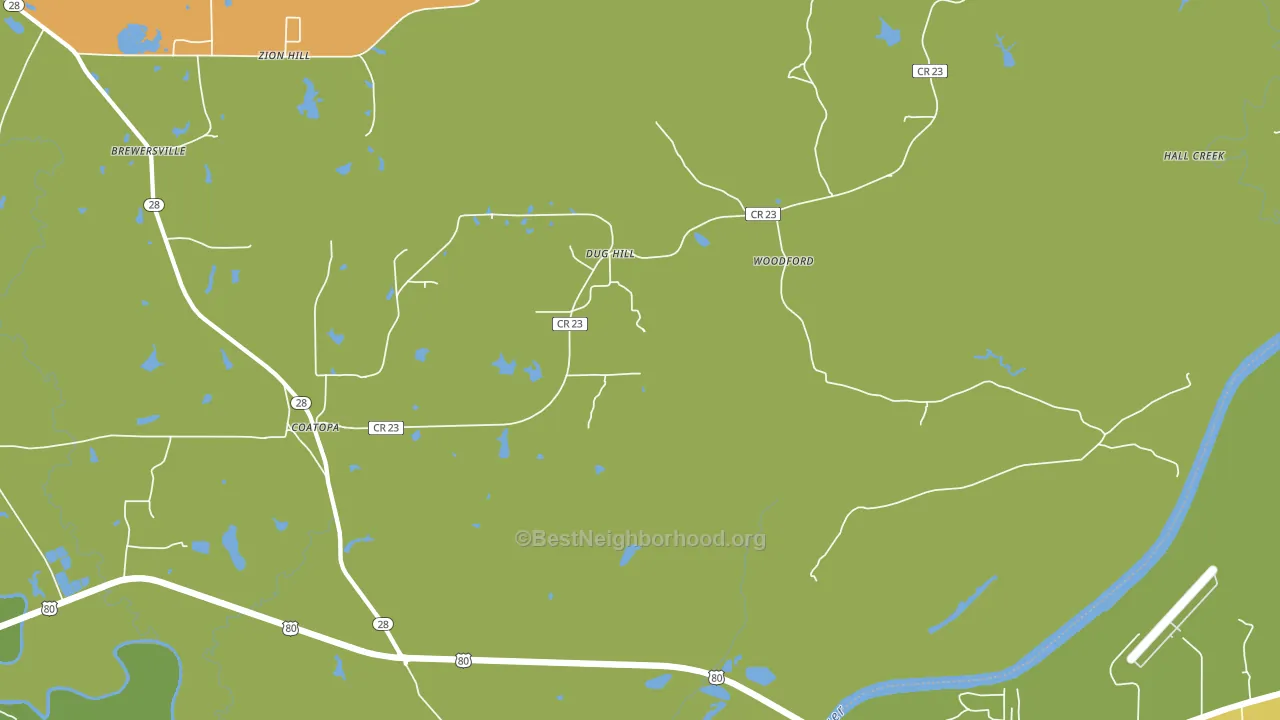 Woodford, AL block-group voter-turnout map