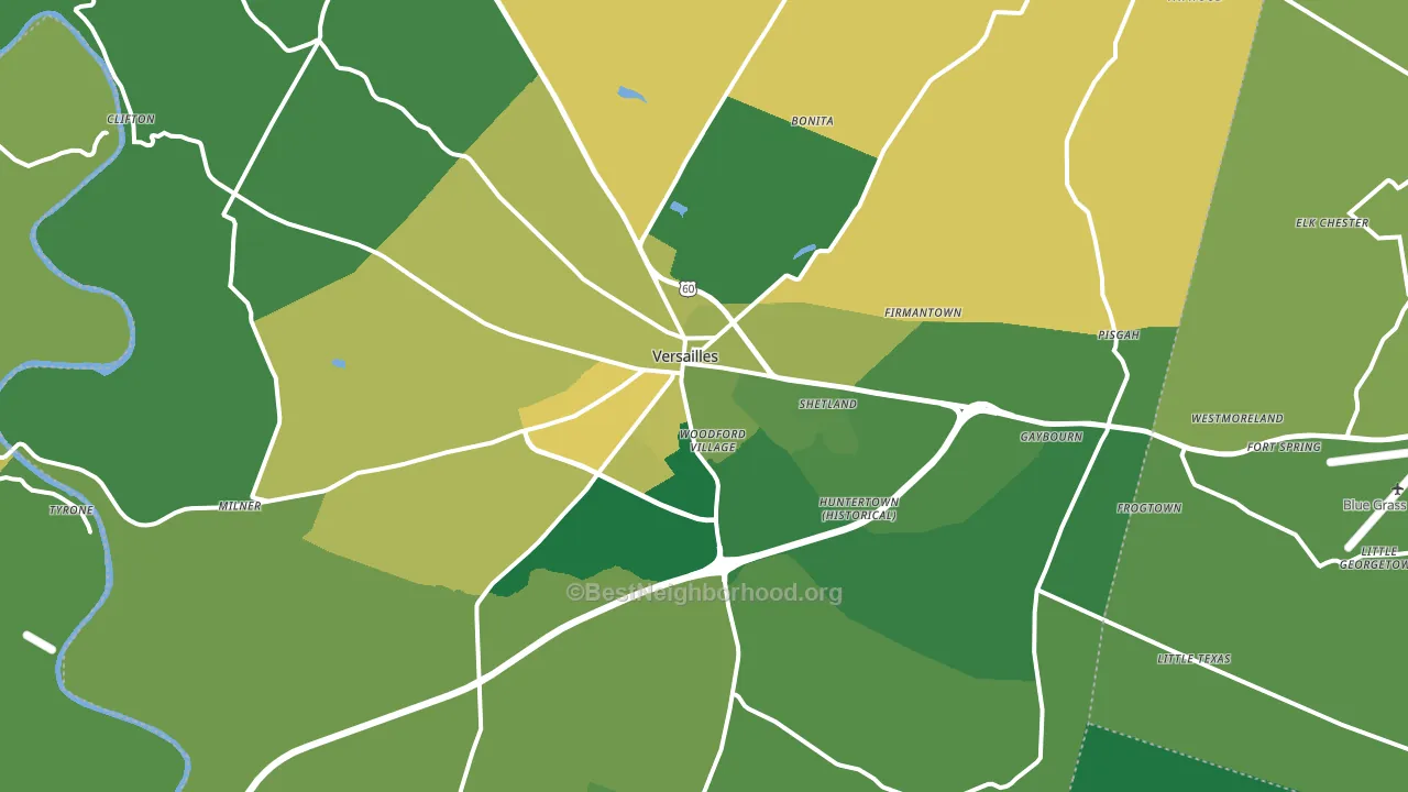 Woodford County, KY block-group voter-turnout map