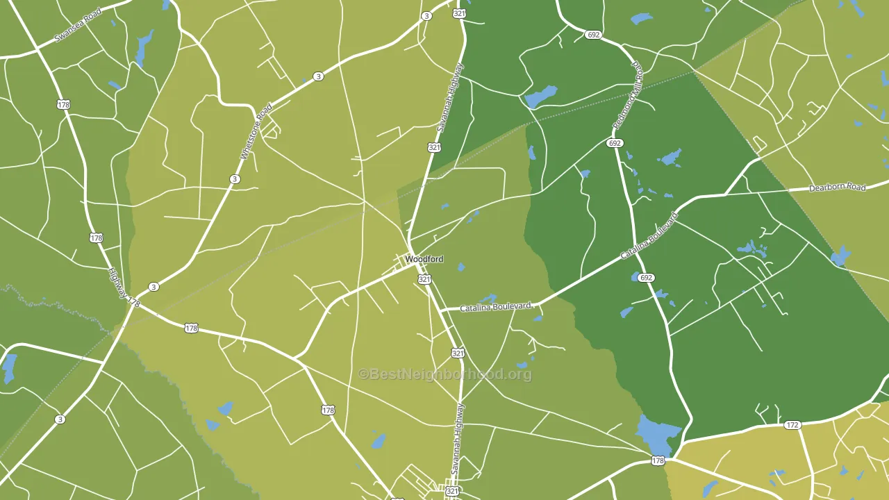 Woodford, SC block-group voter-turnout map
