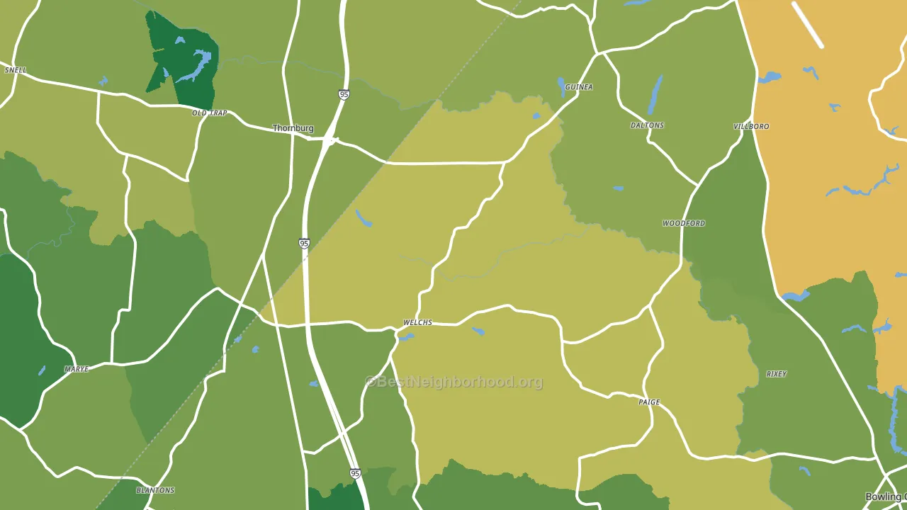 Woodford, VA block-group voter-turnout map