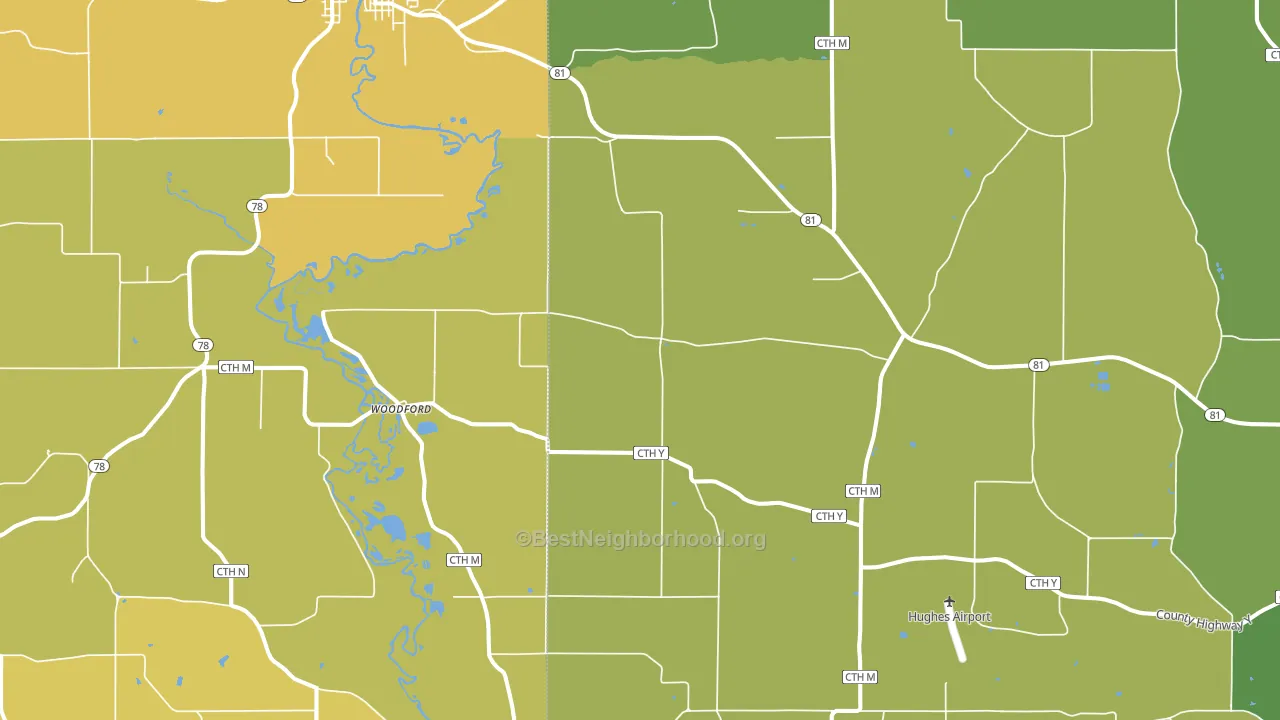 Woodford, WI block-group voter-turnout map