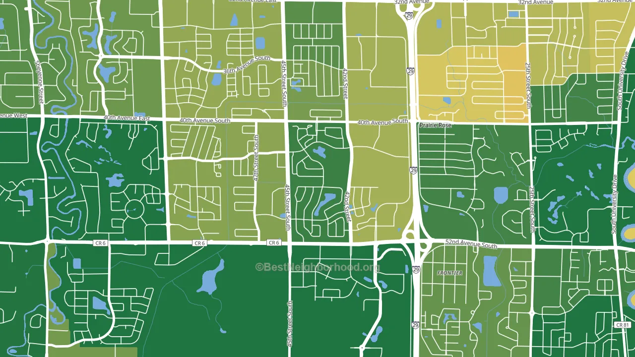 Woodhaven, Fargo, ND block-group voter-turnout map