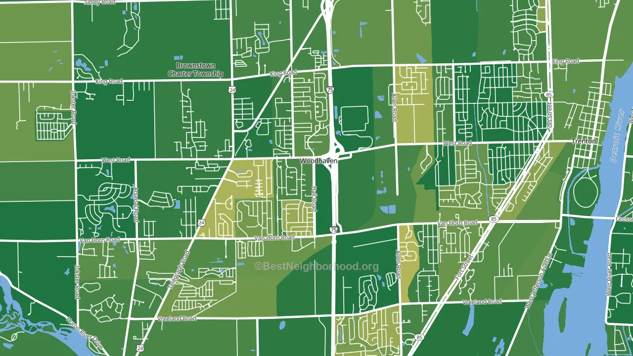 Woodhaven, MI block-group voter-turnout map