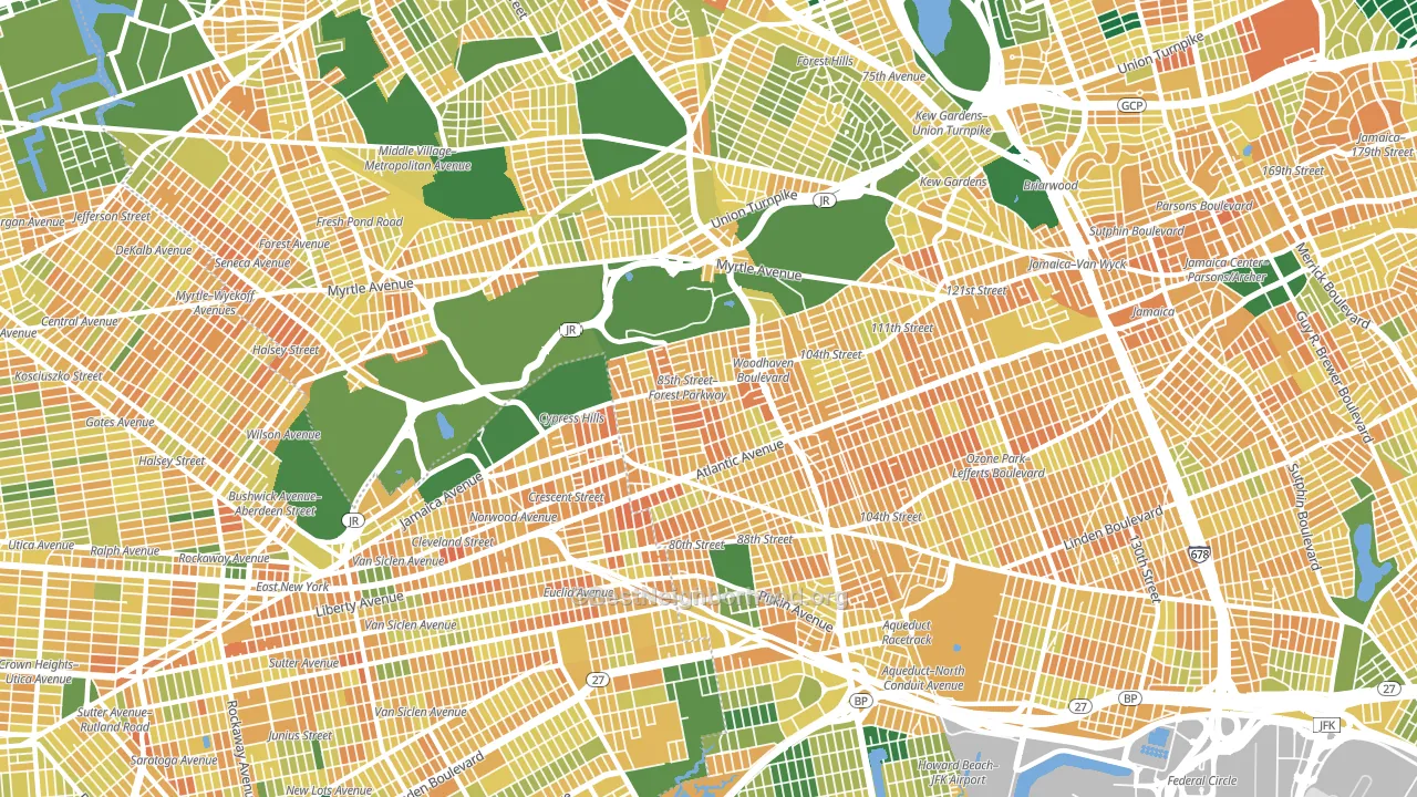 Woodhaven, Queens, NY block-group voter-turnout map