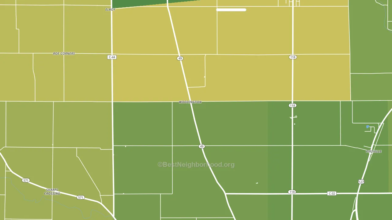 Woodington, OH block-group voter-turnout map
