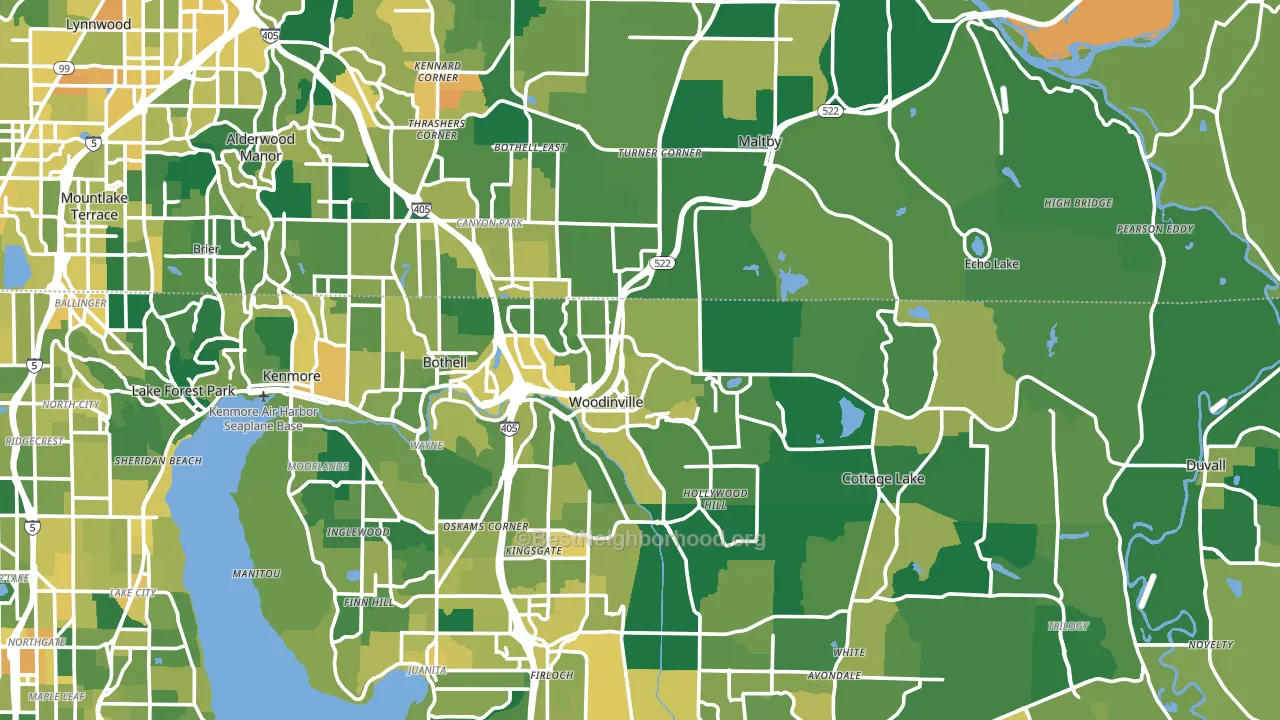 Woodinville, WA block-group voter-turnout map