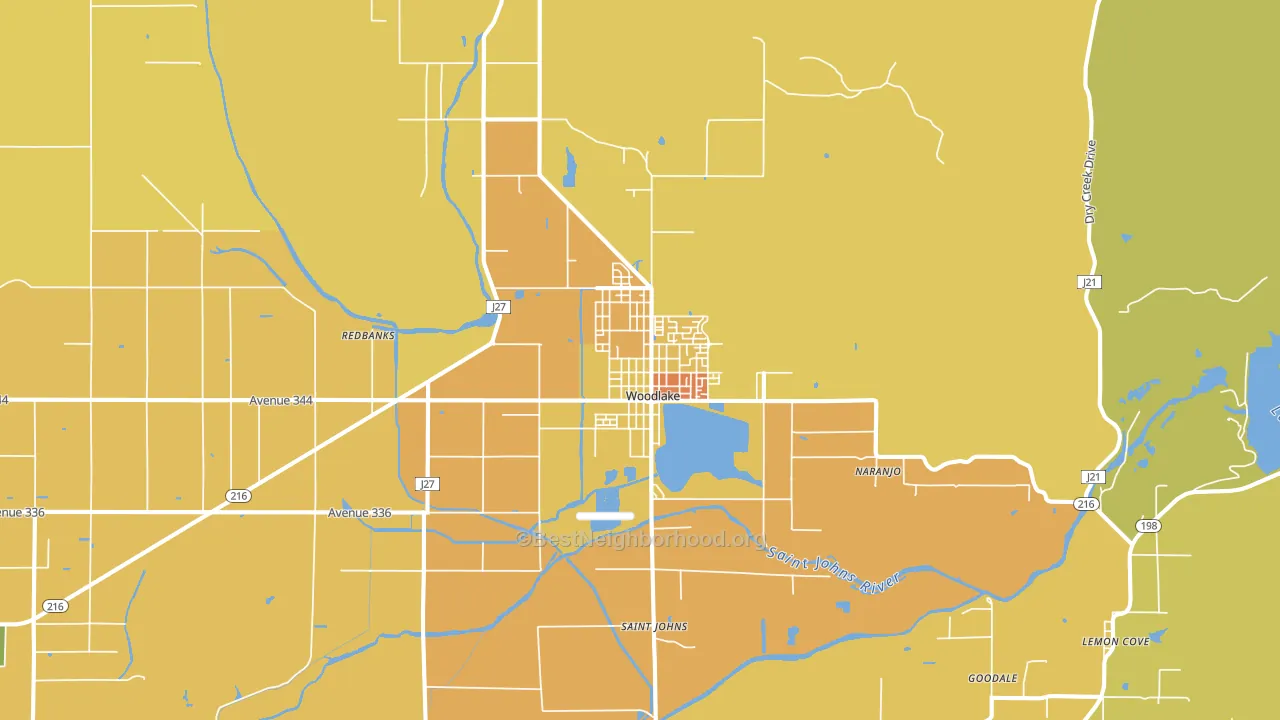 Woodlake, CA block-group voter-turnout map
