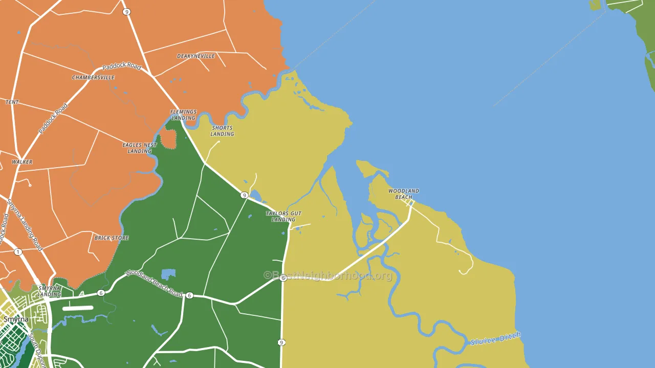 Woodland Beach, DE block-group voter-turnout map