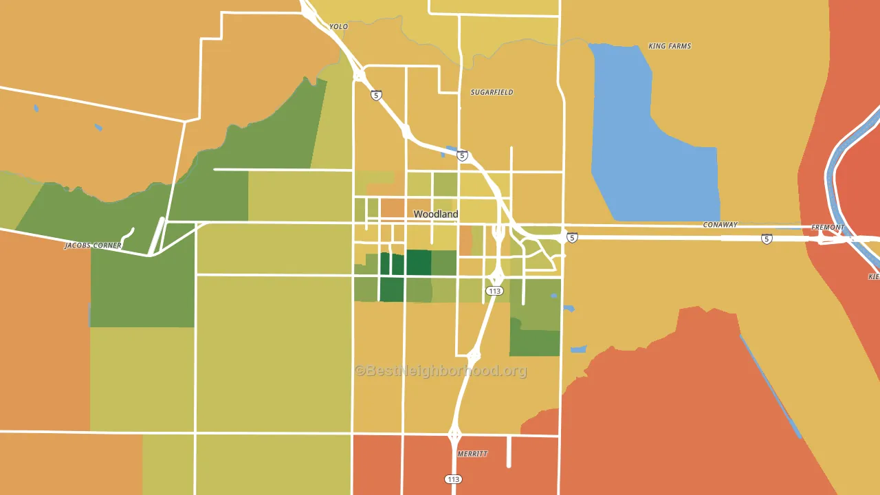 Woodland, CA block-group voter-turnout map