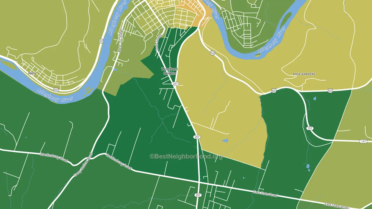 Woodland Heights, PA block-group voter-turnout map