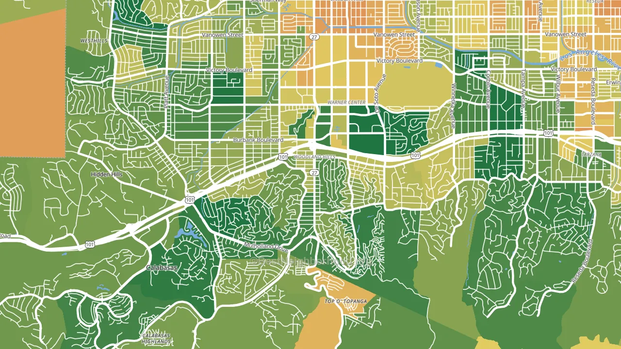 Woodland Hills, CA block-group voter-turnout map