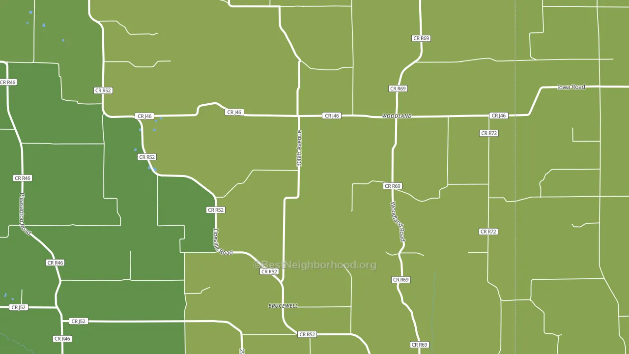 Woodland, IA block-group voter-turnout map