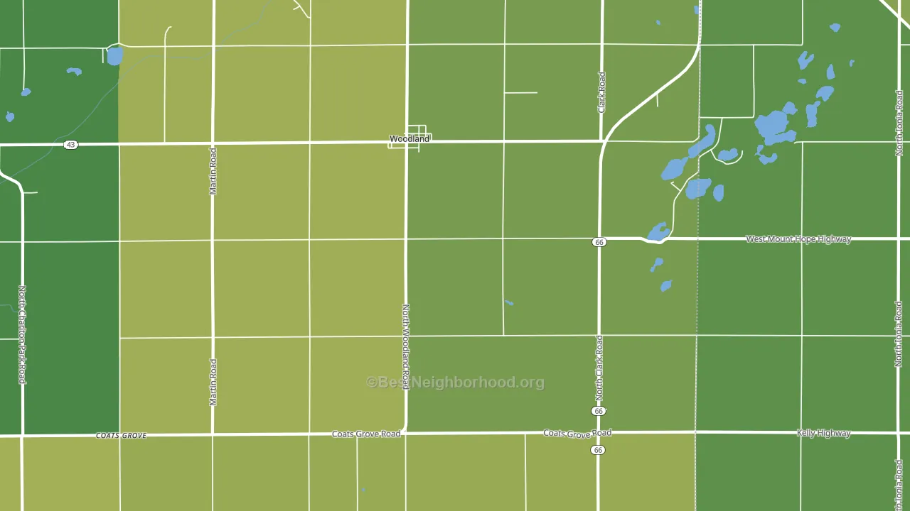 Woodland, MI block-group voter-turnout map