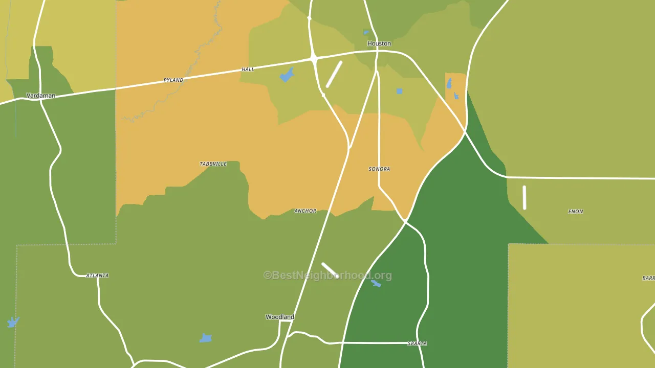 Woodland, MS block-group voter-turnout map