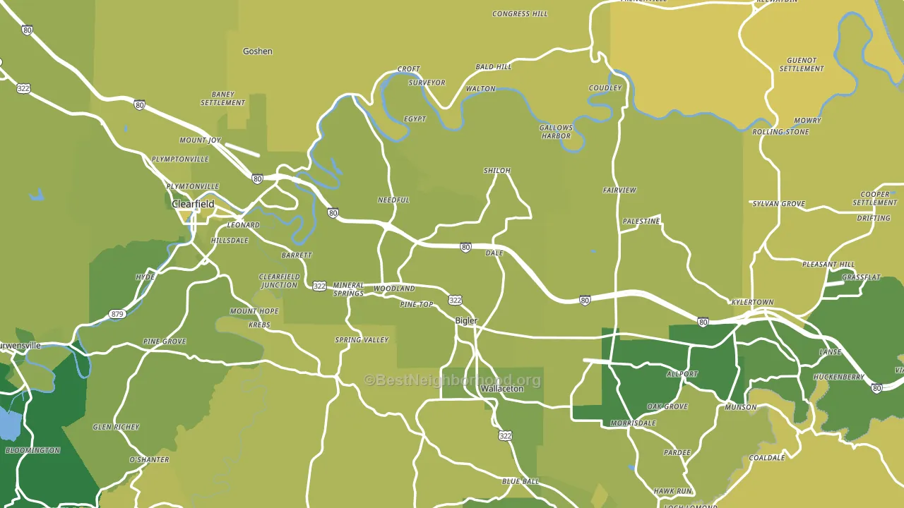 Woodland, PA block-group voter-turnout map