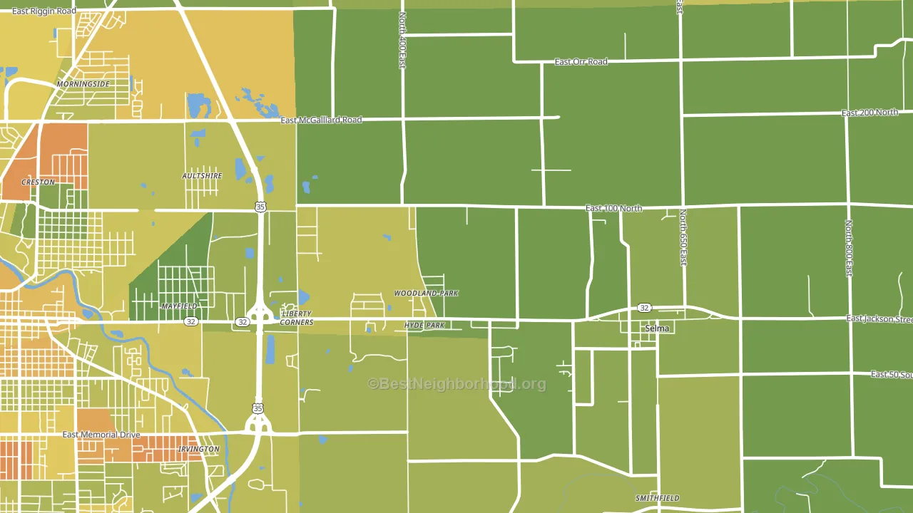 Woodland Park, IN block-group voter-turnout map