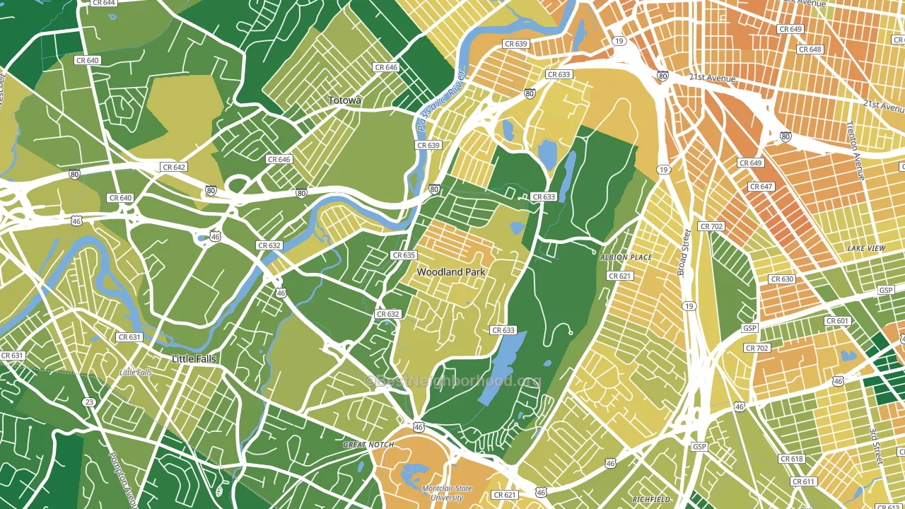 Woodland Park, NJ block-group voter-turnout map