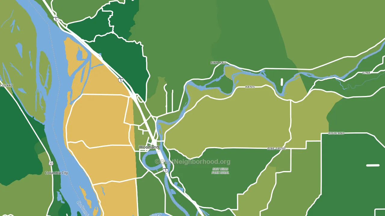 Woodland, WA block-group voter-turnout map